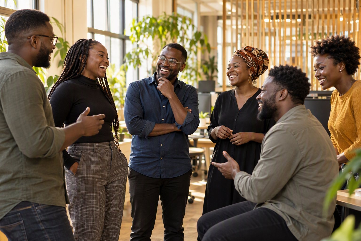 Oasis Hive team members talking in the office
